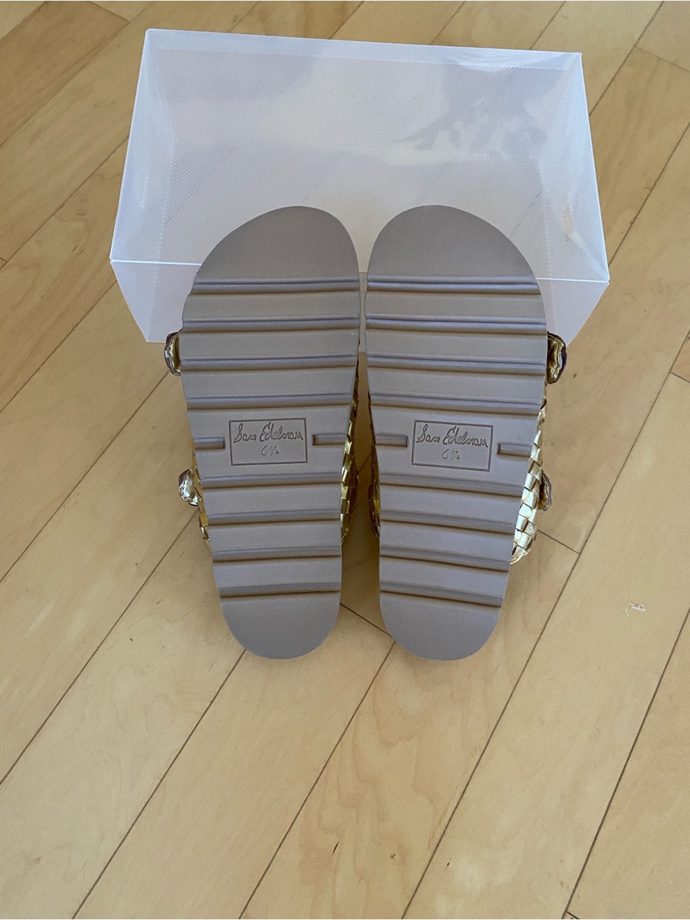 Sam Edelman Leather Tiffanie Metallic Gold Platform Sole Detail - Picture 4 of 7